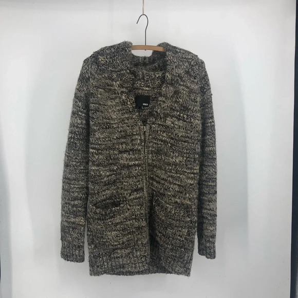 Chunky wool zip Aritzia Wilfred Free oversized sweater Small black white… - Picture 1 of 10